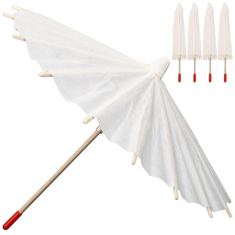 Alipis Parasol Mini Umbrella Doll Umbrella, White Blank Paper Parasol Diy Craft Umbrella Drink Umbrellas Cocktail Picks Decorations Dollhouse Cute Tiny Umbrella Mini Parasol 5pcs - Image 1